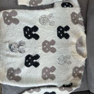 Debut Fuzzy Sweater with Sequin Bunny